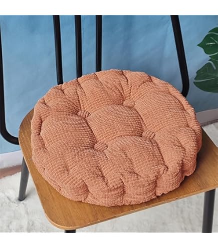 Cuscini Rotondi Per Sedie - Set Da 2, Diametro 50 Cm, Antiscivolo, Per Cucina, Giardino, Ufficio (Beige) - Foto 5