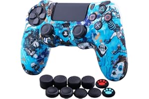 YoRHa Transferencia de Agua Camuflaje de Impresión Silicona Caso Piel Fundas Protectores Cubierta para PS4/slim/Pro Dualshock 4 Mando x 1 (Bruja) con Los Puños Pulgar Thumb Gripsx 10