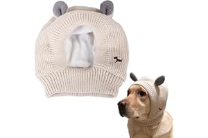 Ling & Bai Dog Winter Hats Ear Muffs Noise Protection Quiet Covers Pet Hoods Wrap for Outdoor Walking Anxiety Grooming (Beige)