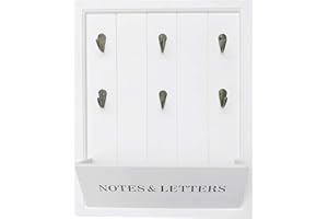 GREYZOUQ White Letter Rack with Key Hooks 'NOTES AND LETTERS'