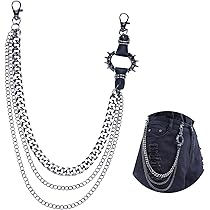 Catena Portafoglio Punk Con Ganci - Doppia Catena Metallica Per Jeans E Borse - Stile Rock/Moto - Uomo E Donna - Foto 3