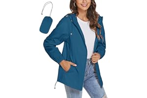 iWoo Womens Waterproof Jackets Lightweight Raincoat Rain Jacket Packaway Rain Coats With Hoodie