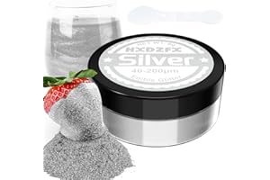 HXDZFX Silver Edible Glitter - 100% Edible Glitter for Drinks, Cake Decorations, Chocolates, Muffins, Cocktail, Candy, Cream, etc Silver Food Colouring Powder(8g)
