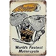 Larkverk Indian World's Fastest Motorcycle Retro Tin Sign Vintage Metal Sign for Home Bar Office Wall Decor Shop Mural Bathroom Sign 12 x 8 in