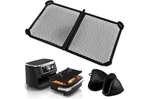 MAOOY Spritzschutz Heißluftfritteuse Zubehör für Ninja 10,4L AF500EU,Airfryer Silikonform für Ninja Foodi Flexdrawer 10.4l,Wiederverwendbar Airfryer Zubehör mit Isolierten Ofenhandschuhe