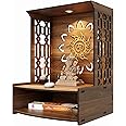 Rellon Industries Wooden Mandir for Home Pooja - Beautiful Temple Stand for Office With LED Spot Light (A1)