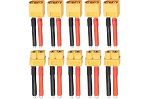Tosiicop XT60 Stecker Kabel - 5 Paare XT60 Adapter Verlängerungskabel mit 12AWG Silikondraht für RC Lipo Akku Ferngesteuertes Auto Boot Outdoor-Akku 55mm (5 Female und 5 Male)