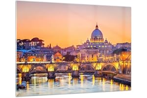 ARTTOR Moderne Impression sur Verre 100x70cm Image Tableau en Verre Decoration Murale Rome Italie basilique histoire Grand Tableaux Decoratifs Muraux Chambre Horizontal Deco Cadre Salon Art GAA100x70-2704