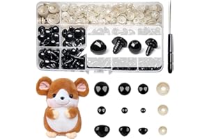 Sinofort 497 Pièces Yeux de Securite Amigurumi 5-14mm Yeux de Sécurité 6 Tailles Yeux en Plastique Yeux de Jouet en Plastique Noir pour Poupée Marionnette Ours en Peluche Jouet Au Crochet