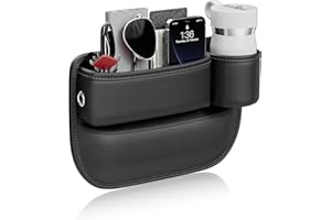 Convitex Car Seat Gap Filler Organizer, 2 in 1 Front Seat Gap Filler & Storage Box with Cup Holder for Phones Glasses Keys Wallet Cards - Interior Automotive Accessory Console Gadget