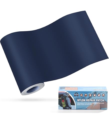 Patchs Réparation Nylon Auto-Adhésifs 20x200cm - Imperméables Pour Doudoune, Sacs, Tentes - Bleu Foncé