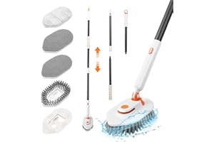 URBANHOMES Schrubber mit stiel, 3-in-1 Ausziehbare Bad Reiniger, duschschrubber, fliesenwischer. Bürste mit austauschbaren Köpfen, Badezimmer-Reinigungsbürste für Bäder, Küchen, Glas, Fliesen, Pools, Balkone