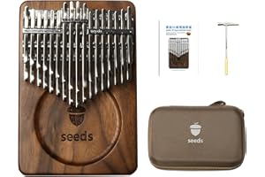 COFFINSEA Kalimba 34 Tasten Chromatische Daumen Klavier Fische C-Tuned, doppellagiges flaches Brett, schwarzes Walnuss-Musikinstrumente, Geschenkidee für Kinder Erwachsene Anfänger und Profis