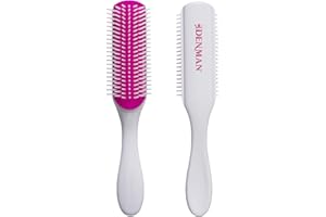 Denman Curly Hair Brush D3 (Cherry Blossom) 7 Row Styling Brush for Detangling, Separating, Shaping and Defining Curls - For Women and Men