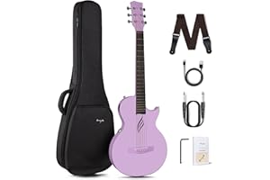 Enya Set Chitarra Elettrica Acustica - Basso Chitarra Nova Go SP1 da 35'' in Fibra di Carbonio per Bambini Adulti Principianti Starter Kit con Smart AcousticPlus Pickup per Regali di Festival Viola