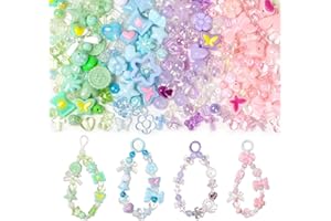 MATSOONY Acrylic Beads Charms, 250 Stück Bunte Perlen für Armbänder mit Herz, Schmetterling, Bär & Stern, Süße Anhänger für DIY-Schmuck & Handyketten, Hochwertige Acryl-Perlen in Kawaii-Design