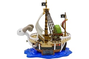 TEKNOFUN - One Piece Licencia Oficial - Le Vogue Merry Despertador Iluminado - 811634, Individual, Marrón-Blanco-Azul-Verde-Negro-Beige - USB-C