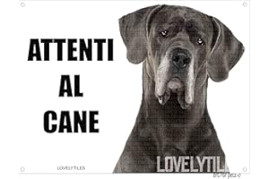 LOVELYTILES ALANO attenti al cane mod 1 TARGA cartello IN METALLO (20X30)