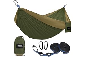 Kootek Camping Hammock 500 lbs Capacity, Portable Hammocks with Tree Straps & Attached Carry Bag, Camping Essentials Gear, Perfect for Outside Indoor Hiking Beach Backpack Travel