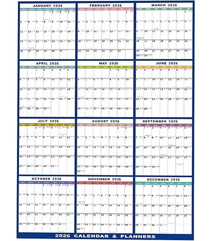 Wandplanner 2026, Jaarplanner Wand Januari Tot December 2026  12 Maanden Extra Breed Formaat A1 Jaarkalender Met Maandkalenders En Gemarkeerde Sleuteldata Perfect Voor Kantoor School 3175161572