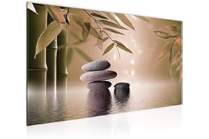 Runa Art Cuadro Decorativo Feng Shui Piedras 1 Parte Moderno Cuadro Lienzo no Tejido para Sala Zen Beige Marrón 501912b
