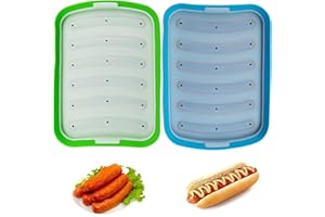 GRTLPOK Silicone Sausage Mold,Hot Dog Mold,Silicone Hot Dog Molds,DIY Sausage Mould,Hot Dog Mould Trays,Sausage Making Mold,for Kitchen Baking and Grilling,Homemade Sausages (Blue+Green)