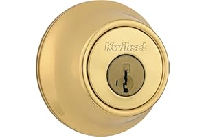 Kwikset 96600-573 Polished Brass 660 Single Cylinder Deadbolt Featuring SmartKey Security, Round