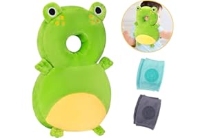 BOSONER Baby Head Protector and Baby Knee Pads for Crawling,Toddler Baby Walking Head Protection Safety Pads, Adjustable Infant Cushion Backpack for Baby Walkers (Frog & Blue & Gray, 4-24 Months)