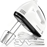 300W Electric Stick Mixer with 7 Speeds | 2 Whisks, 2 Kneading Hooks, 1 Egg Beaters, Dishwasher Safe Accessories, Ideal for B