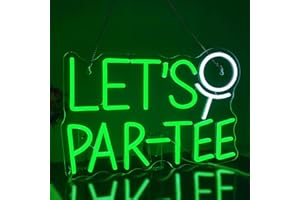 Looklight Let's Par Tee Neon Sign Golf Neon Signs for Wall Decor Green White LED Golf Ball Neon Light Dimmable Hanging Wall Sign Neon Light Signs for Golf Club Bedroom Sports Gym Party
