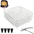 3-Layer Square Air Fryer Rack Including 4 Heighten Feet and Clip,Square Air Fryer Accessories,Compatible with Ninja Speedi 5.7L COSORI 5.5L Instant Vortex 5.7L Tefal 6.5L Air Fryers