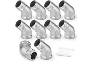 ERGAOBOY 2 piezas Frizione a croce a 4 vie a 1/4" codos roscados externamente, 304 juntas de acero inoxidable de 45 grados