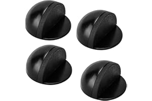 SOSAYET Arrêts de Portes, Lot de 4 Arrêts et Butées de Porte en Acier Inoxydable avec pare-chocs en caoutchouc, Stop-Porte Adhésif pour tous les sols durs - Noir