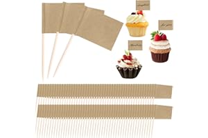AHQIZFX Lot de 100 cure-dents en forme de drapeau marron pour cocktail, gâteaux, petits cure-dents, petits cure-dents, décorations pour cupcakes, fruits, cupcakes, aliments, drapeaux pour fête, bar,