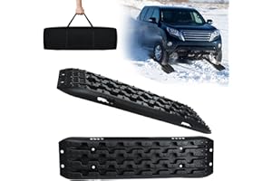 NAIZY 2x Tapis de Traction Tout-Terrain Aide à la Traction en Plastique Planche de Récupération Pistes avec Sac de Rangement Bande de Traction Charge Max.10T, Noir