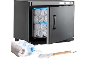 Kensbro 25L Handtuchwärmer, UV-Handtuch Desinfektionschrank, Kompressenwärmer, Heißes Handtuch Sterilisator Kabinett-360° Heizfunktion, Handtuchheizschrank für Schönheit, Salon, Spa (Schwarz)