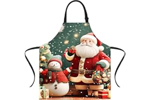 CRYSLOVE Grembiule Natalizio,Grembiule Cucina Donna Regolabile Grembiuli con 2 Tasche per Cucina Barbecue Festa di Natale Regalo di Natale