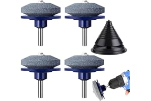 FLZONHUT Aiguiseur Lame Tondeuse,5 Pièces Aiguiseur de Lame de Tondeuse à Gazon AffûTeur de Lame Universel avec équilibreur de lame Lawnmower Dull Blade Sharpener pour Outils de Jardin(Bleu)