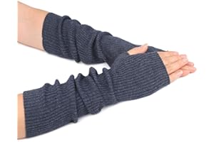 Zeltauto Women’s Cashmere Blended Knit Arm Warmers Elbow Length Long Fingerless Gloves Mittens with Thumb Hole