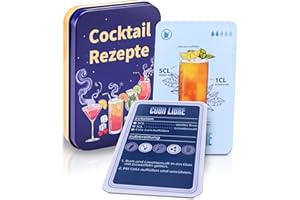 Vikkivikki Cocktail Rezepte auf Karten - 30 einzigartige Rezepte in Einer Metalldose, Rezepte auf deutsch, Cocktail Set, Cocktail zubehör Geschenk, Kartenspiel als Geschenk.