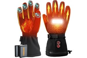 OUTJUT Gant Chauffant pour Femme et Homme, 7500mAh USB Gants Chauffants avec lumières LED, Gants Respirants Antidérapants pour Cyclisme, Course à Pied, Randonnée, Cadeaux Chauds pour l'hiver