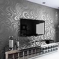 Abstract Striped Wallpaper Roll, Modern Flocking Design, Non Self Adhesive Wall Covering Paper 5m² Coverage - View #7