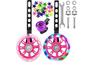 BAYINBROOK Stabilisateurs de vélo pour enfants,Roues d'entraînement Flash pour vélo,Roues auxiliaires pour vélo,Stabilisateurs de vélo universels,Petites Roues pour Vélo d'enfants Support De Roue (Rose)