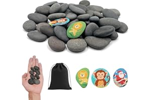 FZSECRIU 48 Pièces Galets à Peindre, Pierres Plates à Peindre (3 cm), Dessin Créative Galets à Peindre,Pierres Créatives Peintes à la Main DIY, pour Décoration de Jardin, Décoration de Aquarium