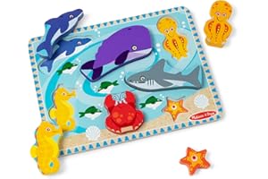 Melissa & Doug, Puzzle à grosses pièces en bois licorne et arc-en-ciel, 6 pièces, pour tout-petits à partir de 2 ans