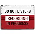 Recording in Progress, Do not Disturb, studio, radio, music, door, room, A4 metal studio door sign