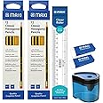 Maxi Hexagonal Black Lead Pencil 12X2Pkt+Plastic Clear Ruler 15Cm+Single Hole Barrel Sharpener + Classic Eraser-2Pcs