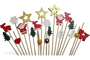 GUSTO Stuzzicadenti Decorativi per Le FESTIVITÀ Natalizie Cocktail Tramezzini Festa Cenone a Casa Finger Food Bar Ristoranti Pub (160pcs - Mix 3)