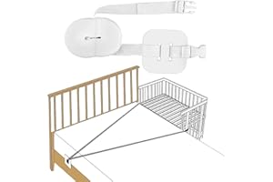 XongSyue 8m Kit Colecho Correa para Cuna de Bebé, Universal Fijación de Cuna Auxiliar, Ajustable Protector Cuna Fijación de Auxiliar, Correas de Muebles para Cuna, Blanco