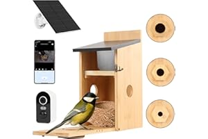 Vogelhaus mit Kamera, 5MP HD Nistkasten für draußen, 2,4G WiFi & App Benachrichtigung, Beobachten Sie das Nisten und Schlüpfen, automatische Aufnahme von Vogelvideos & Bewegungserkennung, Solarbetrieb